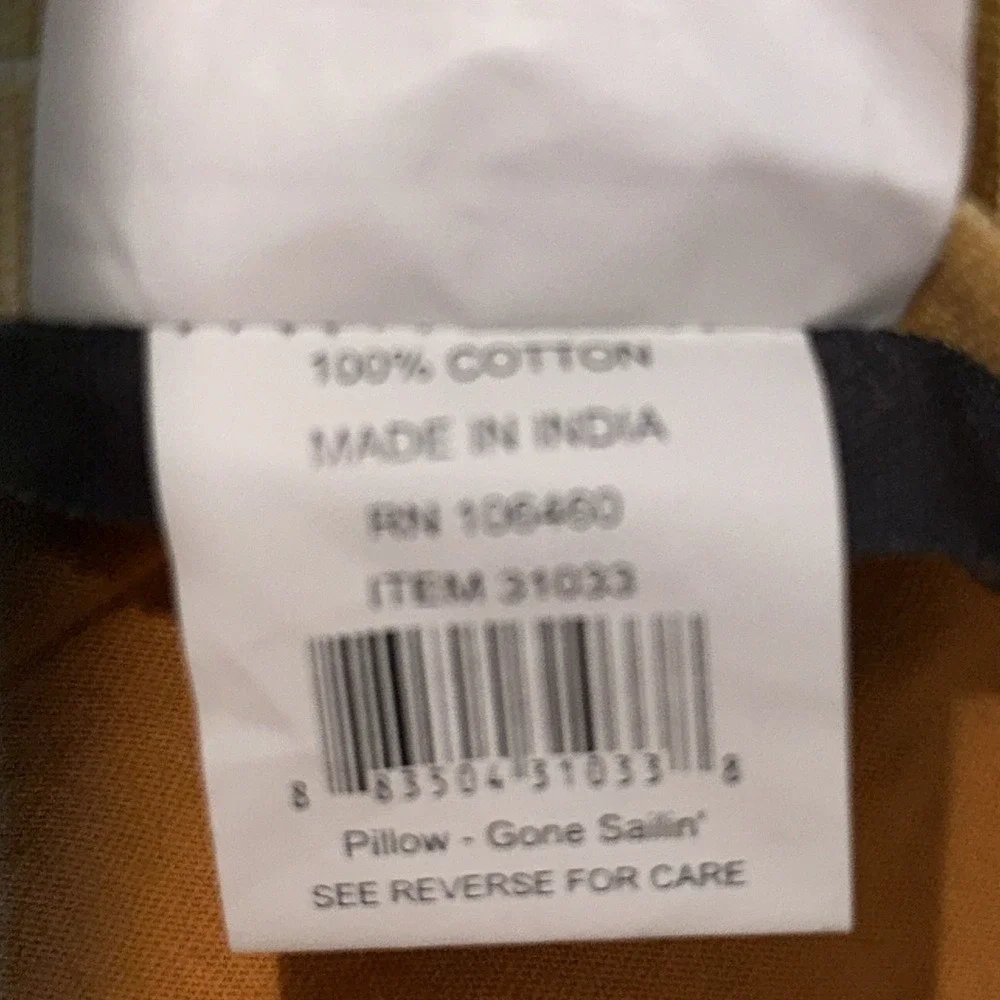 Primitives by Kathy Gone Sailin Nautical Throw Pillow Yellow Navy Cotton 31033